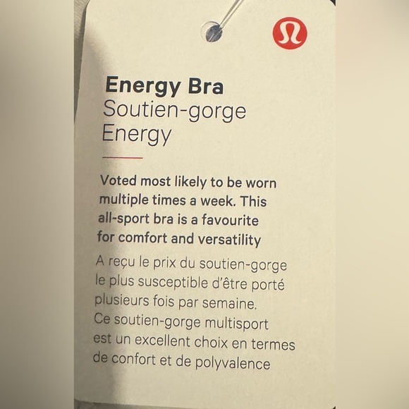 Lululemon Energy Bra *Medium Support, B–C Cups BNWT - Picture 7 of 8